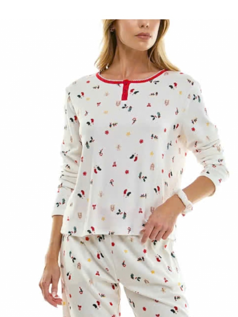 Roudelain Printed Long-Sleeve Christmas Top NWT